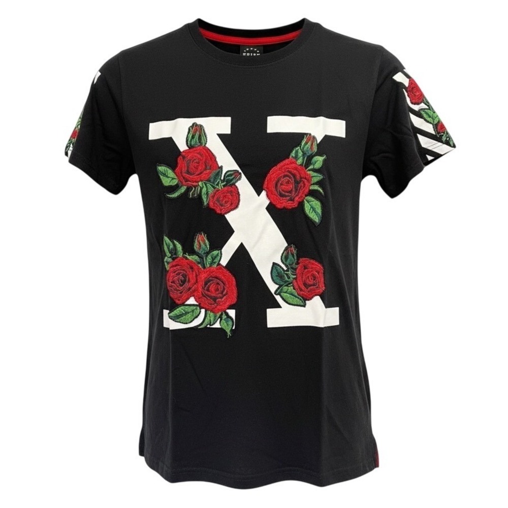 KRISP‎ NYC Black Roses Graphic Shirt Sz Small Short Sleeve Cotton Blend (AA37
